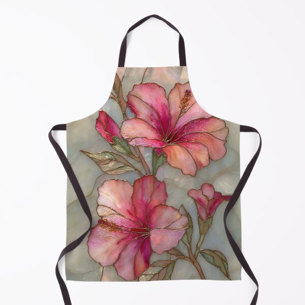 Item preview, Pink Hibiscus Stained Glass Art | Tropical Floral Design | Mother of Pearl Botanical | Elegant Island Blooms designed and sold by happywkndclub.