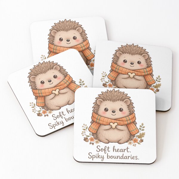 Item preview, Soft Heart Spiky Boundaries Cute Hedgehog Self Care Quote designed and sold by Dewer Shop.