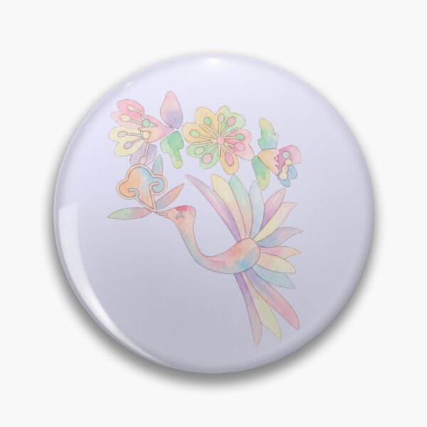 Item preview, Korean Traditional Pastel Bird and Floral Watercolor Pattern designed and sold by Yiruda-Art.