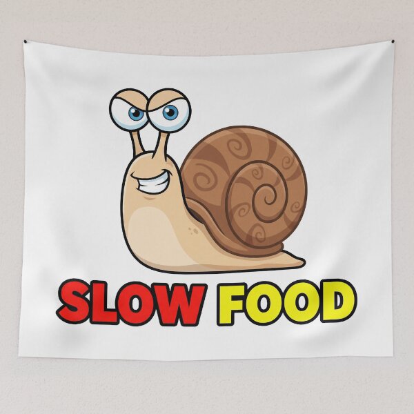 Item preview, Slow Food Funny Snail Illustration – Fast Food Parody Humor Design 3 designed and sold by WordPlayStudio.
