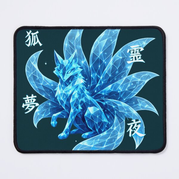 Item preview, Polygonal Blue Kitsune Spirit – Mystic Nine-Tailed Fox Yokai Art designed and sold by Sticleg.