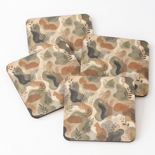 Item preview, Woodland Botanical Cat Pattern designed and sold by Mindworx21.