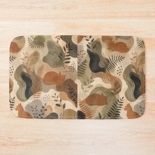 Item preview, Woodland Botanical Cat Pattern designed and sold by Mindworx21.