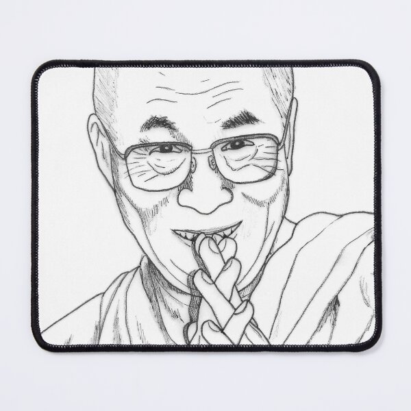 Item preview, H.H. Dalai Lama Pencil Marker Sketch Grayscale designed and sold by BOKEbyTC.