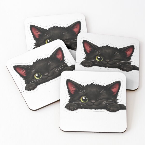Item preview, Black Cat Peeking Over Edge Sticker | Cute Curious Kitten Decal designed and sold by Skedart.