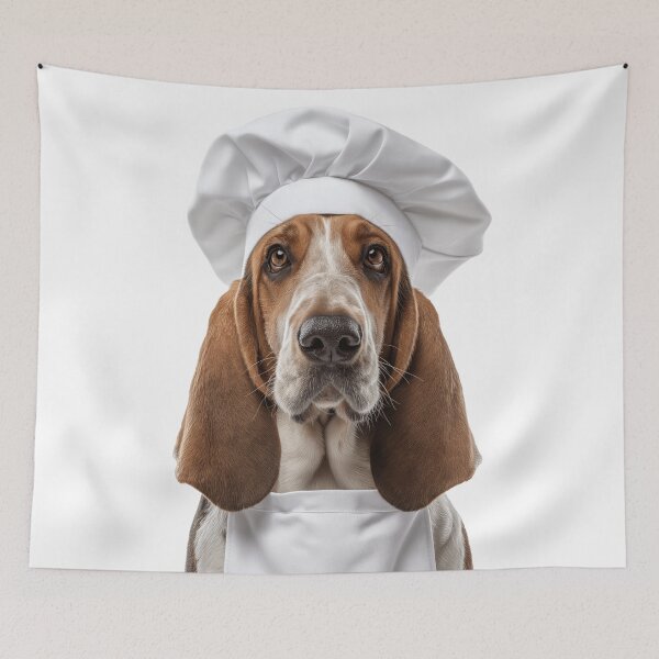 Item preview, Funny Basset Hound Dog Chef Realistic Animal Cooking Humor Art designed and sold by LazyOwlStore.