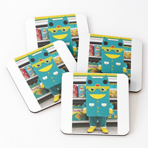 Item preview, Design - Kawaii Cat Mascot, Turquoise and Yellow Character Illustration designed and sold by Beat-It.
