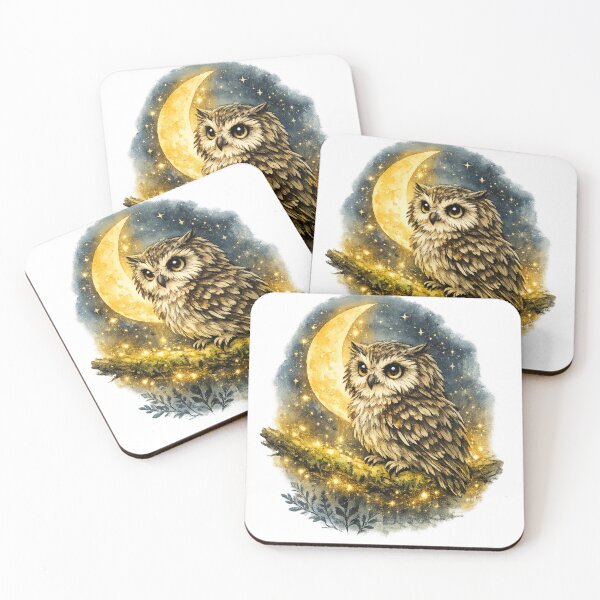 Item preview, Mystical Watercolor Owl with Crescent Moon and Stars designed and sold by Mita986.