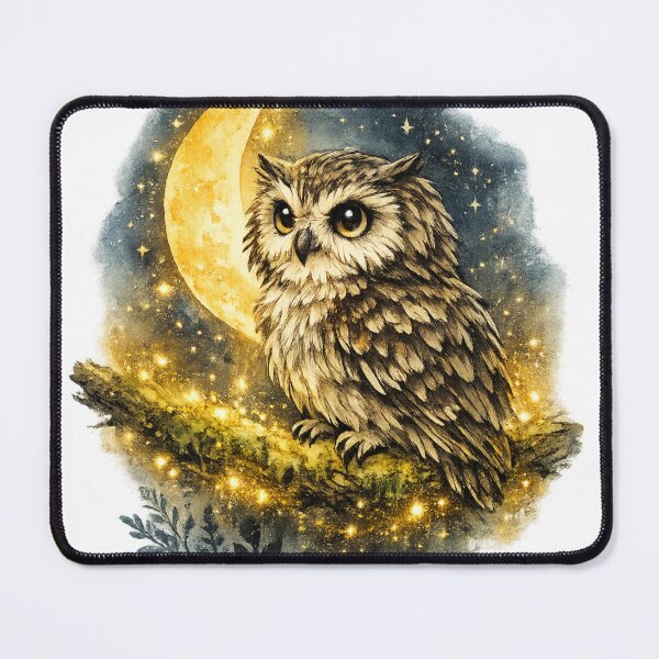 Item preview, Mystical Watercolor Owl with Crescent Moon and Stars designed and sold by Mita986.