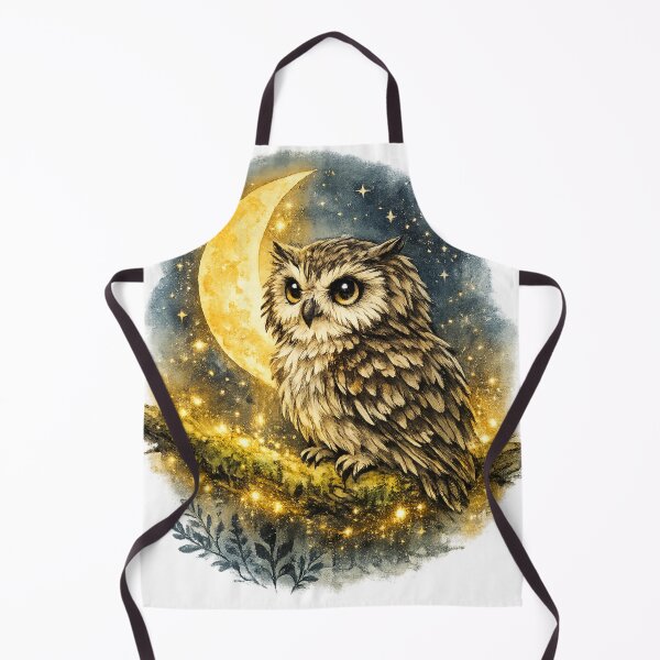 Item preview, Mystical Watercolor Owl with Crescent Moon and Stars designed and sold by Mita986.