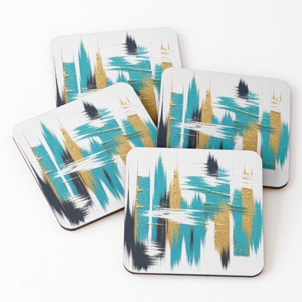 Item preview, Gold & Teal Skyline – Modern Abstract Cityscape designed and sold by Ingorgia Studio.