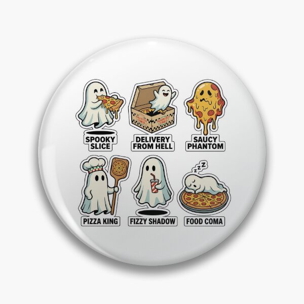 Item preview, Retro Ghost Pizza Sticker Pack - Vintage Spooky & Cheese Puns designed and sold by SimpleP.