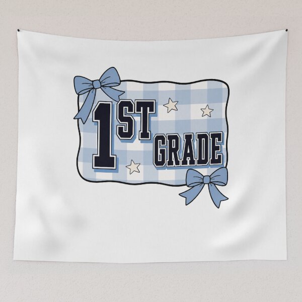 Item preview, First Grade Teacher Blue Gingham Bow Classroom Pride designed and sold by FreshVibe Prints.