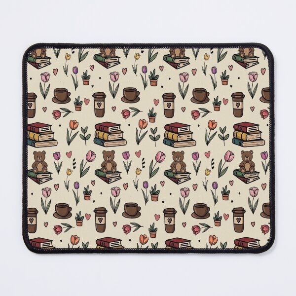Item preview, Cozy Book Lover Seamless Pattern with Teddy Bears, Coffee, Tulips & Books | Cute Cottagecore Floral Design designed and sold by TheDigitalArtisianHub.
