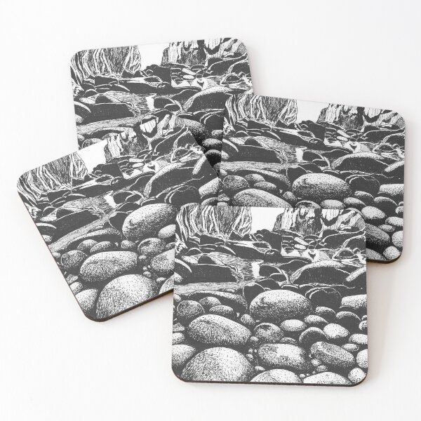 Item preview, Plemont Bay Cave Jersey black and white drawing designed and sold by Tiger's Eye Books.