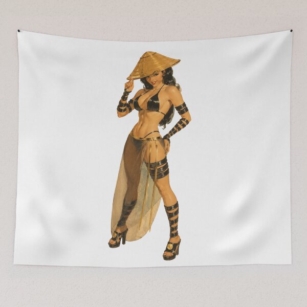 Item preview, Vintage Oriental Pin-Up | Original Fantasy Wanderer Illustration designed and sold by Cosplayvintage.