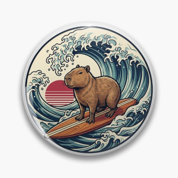 Item preview, Surfing Capybara The Great Wave - Retro Japanese Ukiyo-e Surf Art designed and sold by raedattia.
