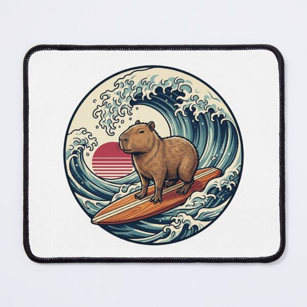 Item preview, Surfing Capybara The Great Wave - Retro Japanese Ukiyo-e Surf Art designed and sold by raedattia.