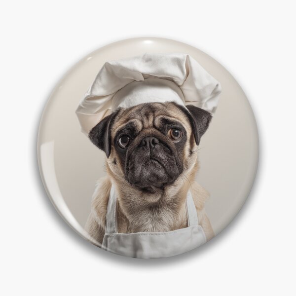 Item preview, Funny Pug Dog Chef Realistic Animal Cooking Humor Art designed and sold by LazyOwlStore.