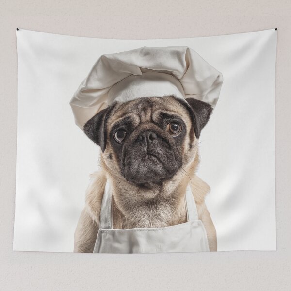 Item preview, Funny Pug Dog Chef Realistic Animal Cooking Humor Art designed and sold by LazyOwlStore.