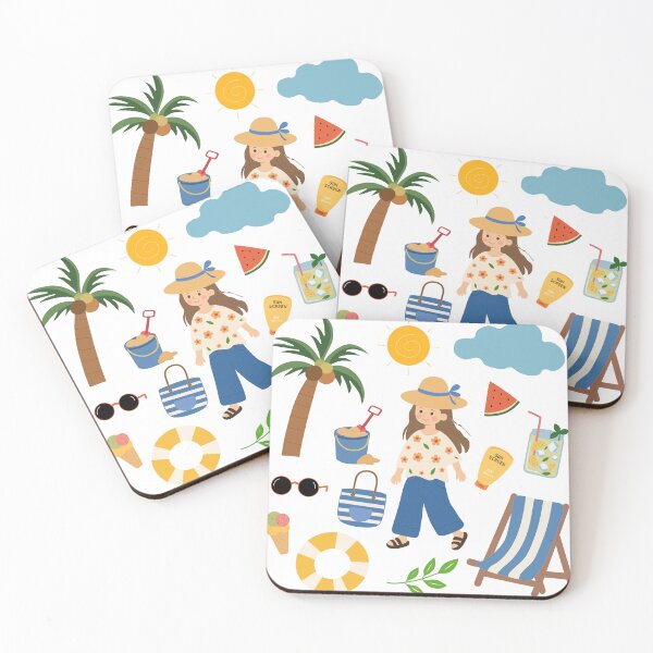 Item preview, Summer Beach Girl Vacation Illustration designed and sold by Teenidesign .