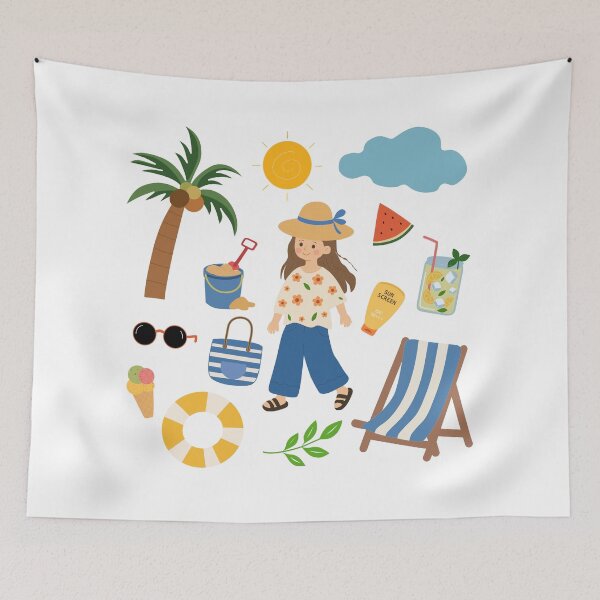 Item preview, Summer Beach Girl Vacation Illustration designed and sold by Teenidesign .