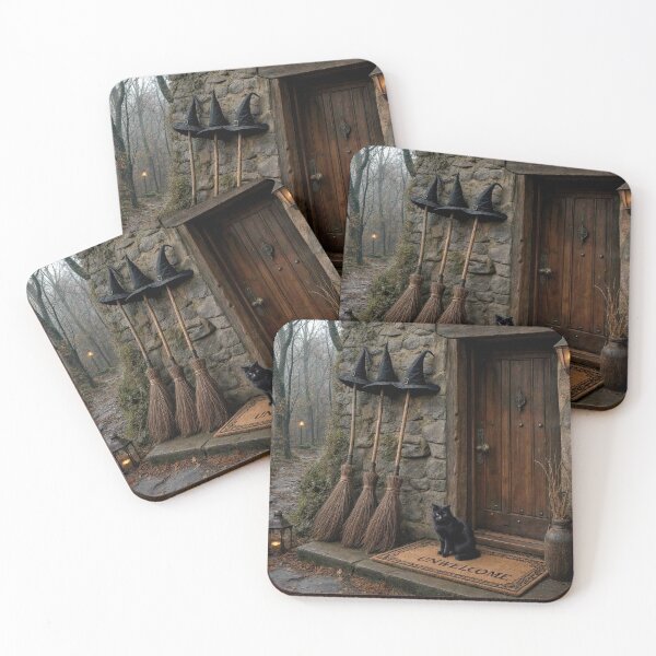 Item preview, Halloween Brooms and Black Cat Witch House designed and sold by Maria Dryfhout.