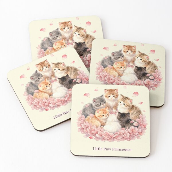 Item preview, Little Paw Princesses | Cute Watercolor Kittens in Pink Flowers designed and sold by BCapybara.