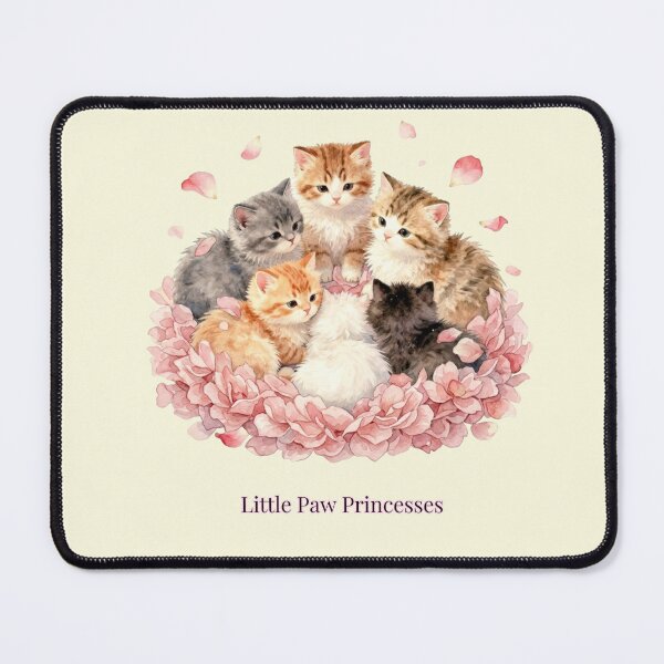 Item preview, Little Paw Princesses | Cute Watercolor Kittens in Pink Flowers designed and sold by BCapybara.