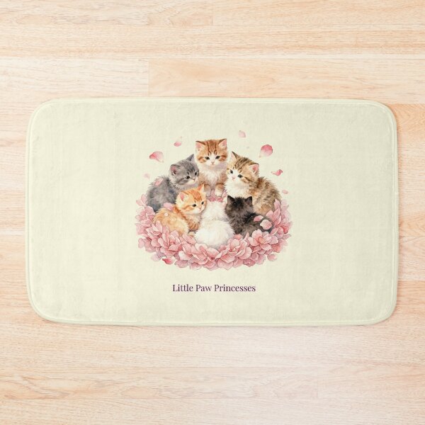 Item preview, Little Paw Princesses | Cute Watercolor Kittens in Pink Flowers designed and sold by BCapybara.