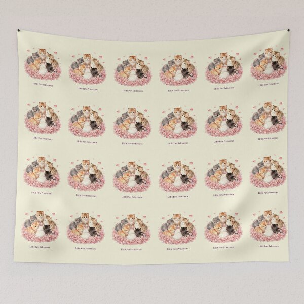 Item preview, Little Paw Princesses | Cute Watercolor Kittens in Pink Flowers designed and sold by BCapybara.