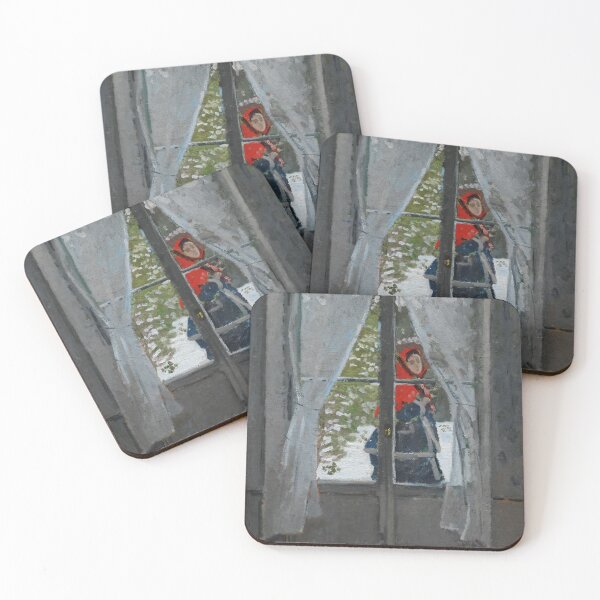 Item preview, Woman Standing by Window in Snowy Landscape designed and sold by SENSIBILITY2020.