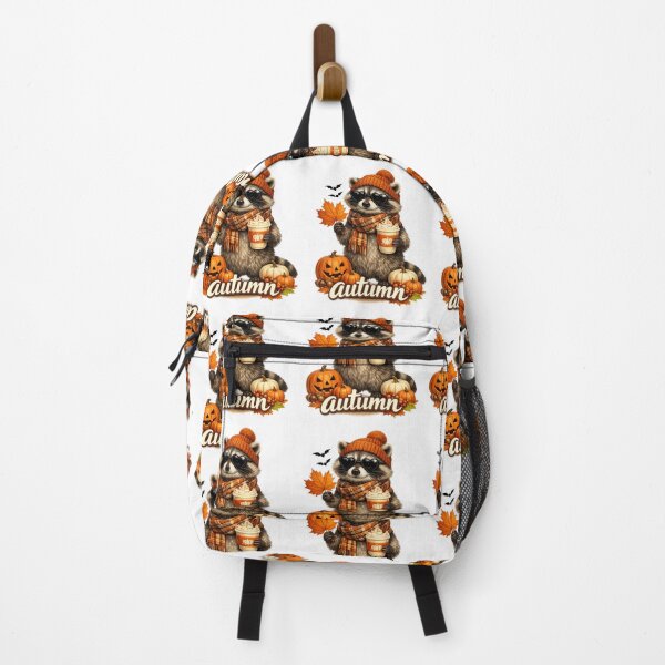 Item preview, Cozy Autumn Raccoon With Pumpkins And Warm Drink designed and sold by FreshVibe Prints.