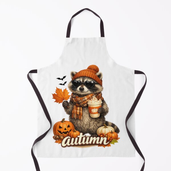 Item preview, Cozy Autumn Raccoon With Pumpkins And Warm Drink designed and sold by FreshVibe Prints.