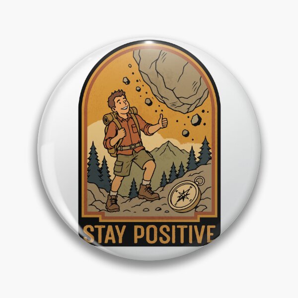 Item preview, Stay Positive Funny Hiking Rockfall Vintage Adventure Illustration designed and sold by artCreativeColony.