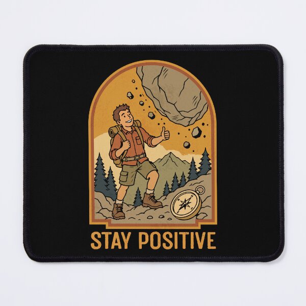 Item preview, Stay Positive Funny Hiking Rockfall Vintage Adventure Illustration designed and sold by artCreativeColony.