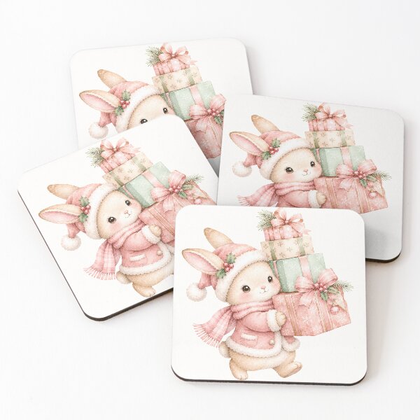 Item preview, Cute Christmas Bunny with Gifts | Kawaii Watercolor Holiday Rabbit Carrying Presents designed and sold by looplandger.
