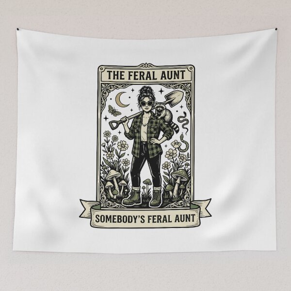 Item preview, Somebody's Feral Aunt Funny Retro Family Humor Meme Design designed and sold by get55shirt.