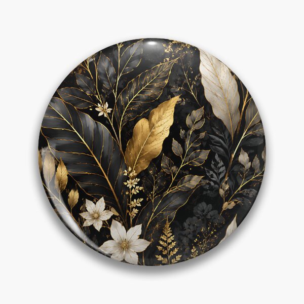 Item preview, Dark Botanical Gold Leaf Floral Digital Painting designed and sold by Aureva Arts Shop.