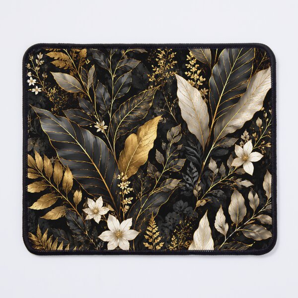 Item preview, Dark Botanical Gold Leaf Floral Digital Painting designed and sold by Aureva Arts Shop.