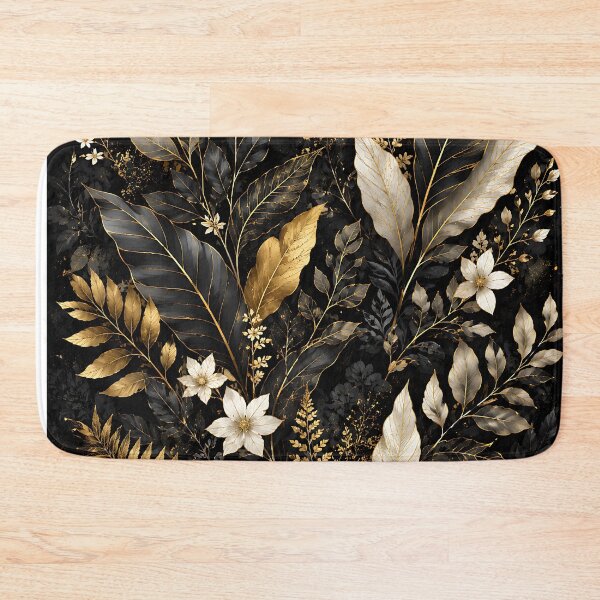 Item preview, Dark Botanical Gold Leaf Floral Digital Painting designed and sold by Aureva Arts Shop.