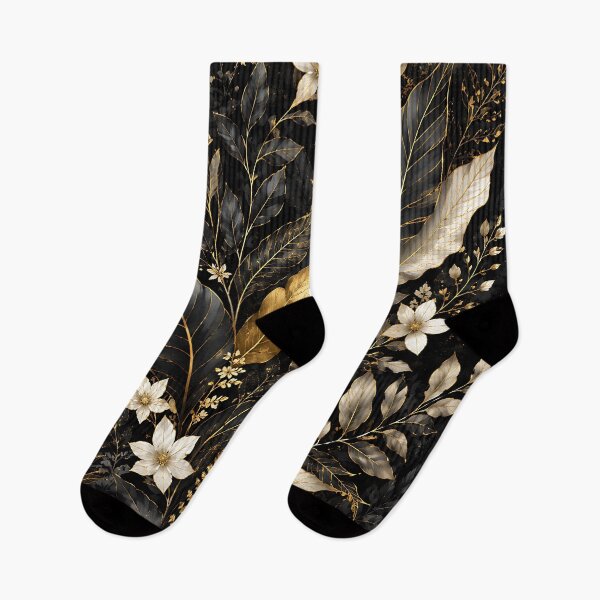Item preview, Dark Botanical Gold Leaf Floral Digital Painting designed and sold by Aureva Arts Shop.