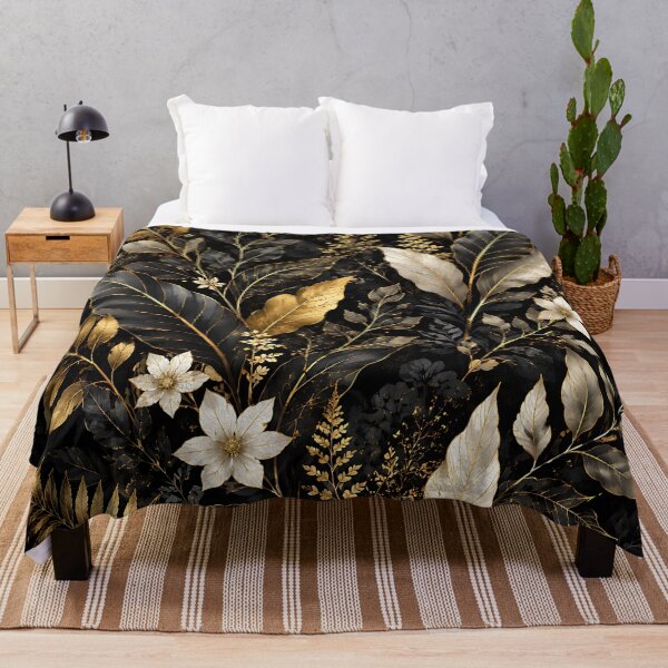 Item preview, Dark Botanical Gold Leaf Floral Digital Painting designed and sold by Aureva Arts Shop.