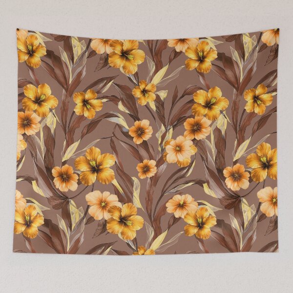 Item preview, Golden Hibiscus Floral Pattern designed and sold by imaniko.
