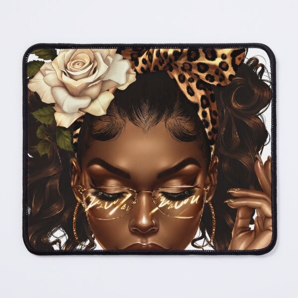 Item preview, Glam Black Woman Leopard Bow Portrait designed and sold by ⭐ AURA STUDIO.