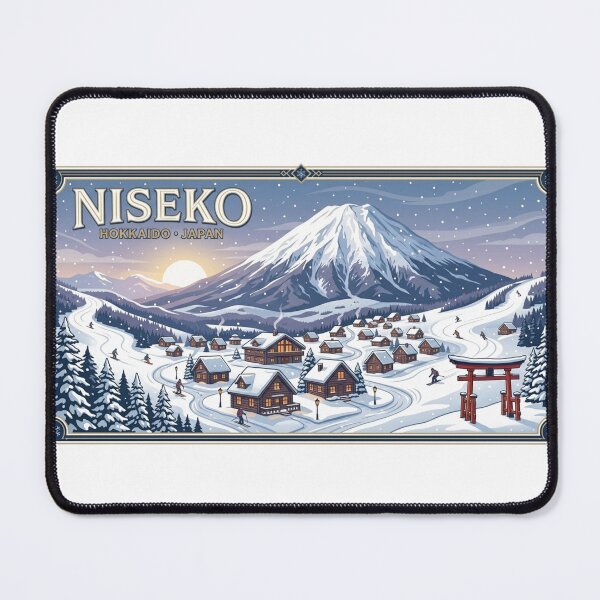 Item preview, Vintage Niseko Hokkaido Japan Travel Poster | Snow Mountain Ski Resort Illustration designed and sold by Mathias Yakubu Design.