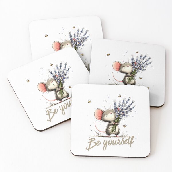 Item preview, Be Yourself Cute Mouse Wildflower Inspirational Quote designed and sold by CleanDecor.