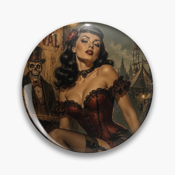 Item preview, Haunted Carnival Pin Up Girl | Vintage Gothic Circus Art | Dark Carnival Halloween Pinup designed and sold by MissSaylor.