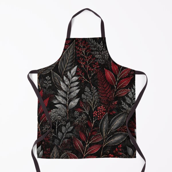 Item preview, Dark Botanical Crimson Silver Leaf Pattern Design designed and sold by Aureva Arts Shop.