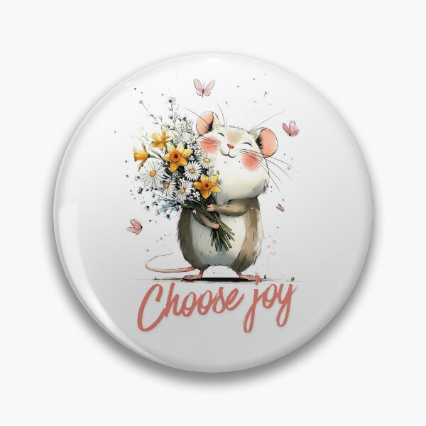 Item preview, Choose Joy Cute Mouse Wildflower Positive Quote designed and sold by CleanDecor.